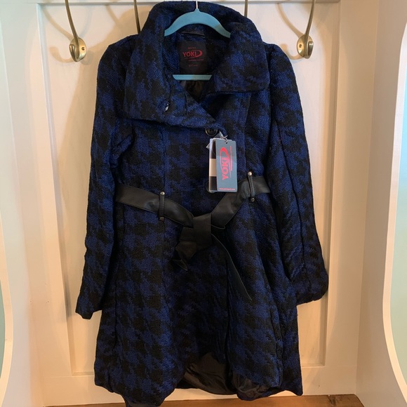 Yoki Jackets & Blazers - Yoki | Blue & Black Houndstooth Dress Coat